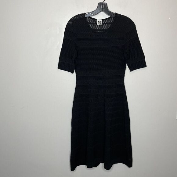 MISSONI Womens Knit Stretch A-Line Short Sleeve Dress Unlined Black IT 42 US 6 - Picture 1 of 7